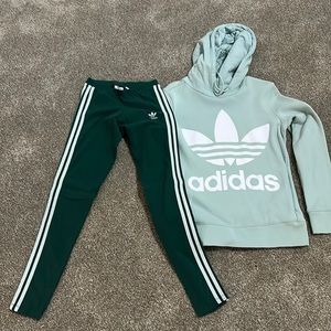 Adidas legging sweater set lime green
